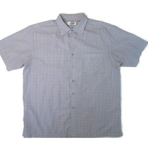 Michael Brandon Button Up Shirt Mens Large‎ 16.5 Blue Plaid Short Sleeve Pocket
